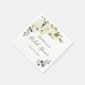 ユーカリエレガントプトゥスホワイトローズブライダルシャワー スタンダードカクテルナプキン (角)