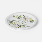 ユーカリエレガントプトゥスホワイトローズブライダルシャワー ペーパープレート (アングル)