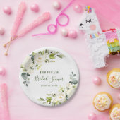 ユーカリエレガントプトゥスホワイトローズブライダルシャワー ペーパープレート (パーティー)