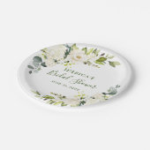 ユーカリエレガントプトゥスホワイトローズブライダルシャワー ペーパープレート (アングル)