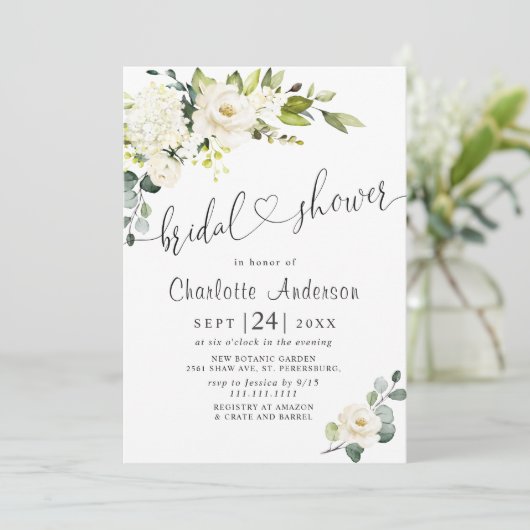 ユーカリエレガントプトゥスホワイトローズブライダルシャワー 招待状 (スタンド正面)