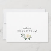 ユーカリエレガントプトゥスホワイトローズ婚約パーティ 招待状 (裏面)