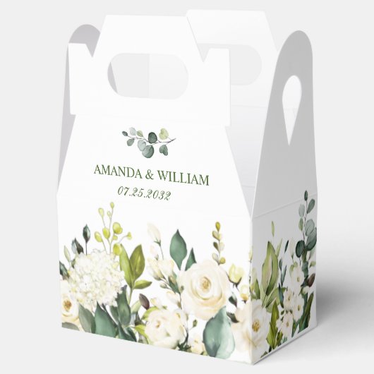 ユーカリエレガントプトゥスホワイトローゼズグリーンリー結婚ズ フェイバーボックス (オープン)
