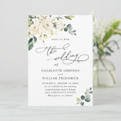 ユーカリエレガントプトゥスホワイトローゼズグリーンリー結婚ズ 招待状 (スタンド正面)