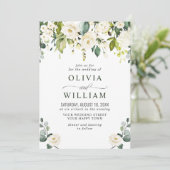 ユーカリエレガントプトゥスホワイトローゼズグリーンリー結婚ズ 招待状 (スタンド正面)
