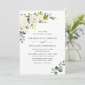 ユーカリエレガントプトゥスホワイトローゼズグリーンリー結婚ズ 招待状 (スタンド正面)