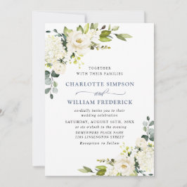 ユーカリエレガントプトゥスホワイトローゼズグリーンリー結婚ズ 招待状