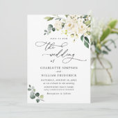 ユーカリエレガントプトゥスホワイトローゼズグリーンリー結婚ズ 招待状 (スタンド正面)