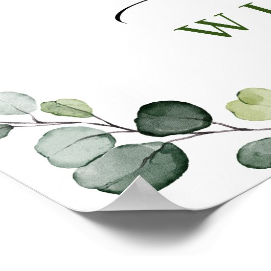 ユーカリエレガントプトゥスホワイトローゼリハーサルディナー ポスター (角)