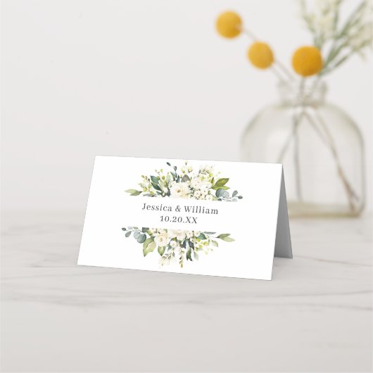 ユーカリエレガントプトゥスホワイトロ結婚ローズ プレイスカード (裏面)