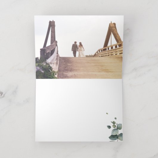 ユーカリエレガントプトゥス写真ありがとう金ゴールド 箔グリーティングカード (内側レイダウン)