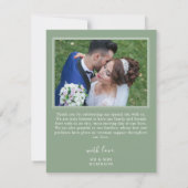 ユーカリエレガントプトゥス写真結婚のサンキューカード サンキューカード (裏面)