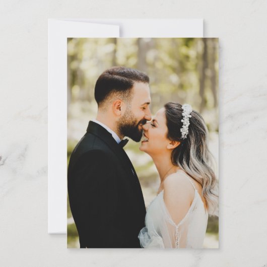 ユーカリエレガントプトゥス写真結婚の感謝 サンキューカード (裏面)