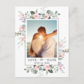 ユーカリエレガントプトゥス写真結婚式の日付を保存 ポストカード (正面)