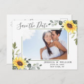 ユーカリエレガントプトゥス写真結婚式の日付を保存 案内ポストカード (正面/裏面)