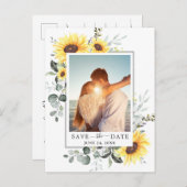 ユーカリエレガントプトゥス写真結婚式の日付を保存 案内ポストカード (正面/裏面)