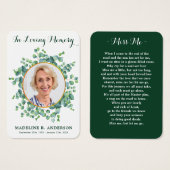 ユーカリエレガントプトゥス写真葬儀祈りの言葉カード (正面&裏面)