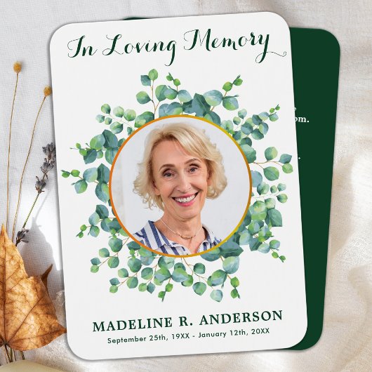 ユーカリエレガントプトゥス写真葬儀祈りの言葉カード