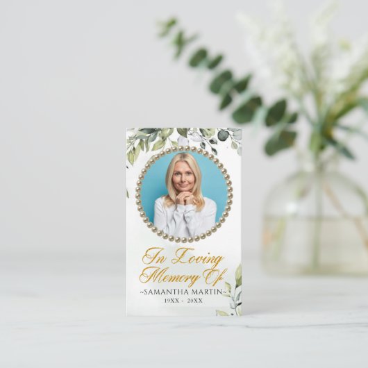 ユーカリエレガントプトゥス写真葬儀祈りの言葉カード 名刺 (スタンド正面)