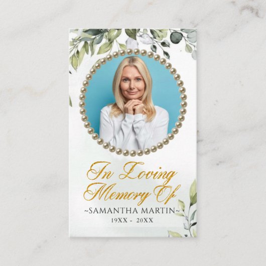 ユーカリエレガントプトゥス写真葬儀祈りの言葉カード 名刺 (正面)