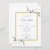 ユーカリエレガントプトゥス書道金ゴールドブライダルシャワー 招待状 (正面/裏面)