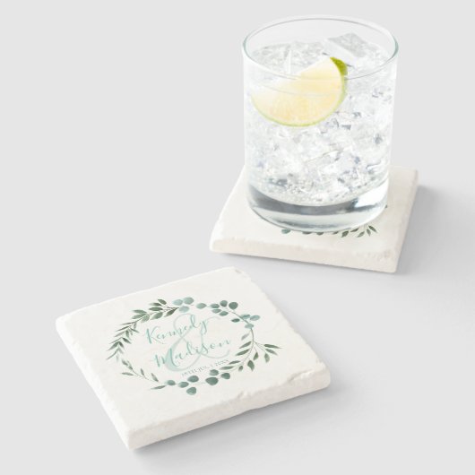 ユーカリエレガントプトゥス水カラーミニマリスト ストーンコースター (横)