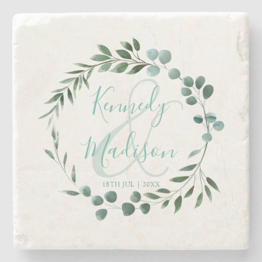 ユーカリエレガントプトゥス水カラーミニマリスト ストーンコースター (正面)