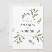 ユーカリエレガントプトゥス水カラー結婚式招待状 招待状 (正面)