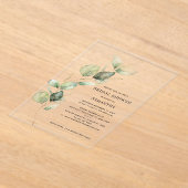 ユーカリエレガントプトゥス水彩ブライダルシャワー アクリル招待状 (レイダウン)