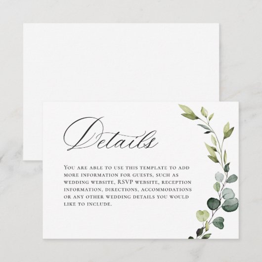 ユーカリエレガントプトゥス結婚ボヘミアン エンクロージャーカード (正面/裏面)