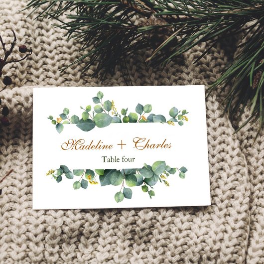 ユーカリエレガントプトゥス結婚ボホのテーブル番号カード ノートカード