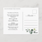 ユーカリエレガントプトゥスPHOTO結婚の計画の変更 ポストカード (裏面)