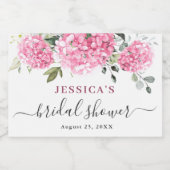 ユーカリエレガントプピンクアジサイブライダルシャワー スパークリングワインラベル (シングルラベル)