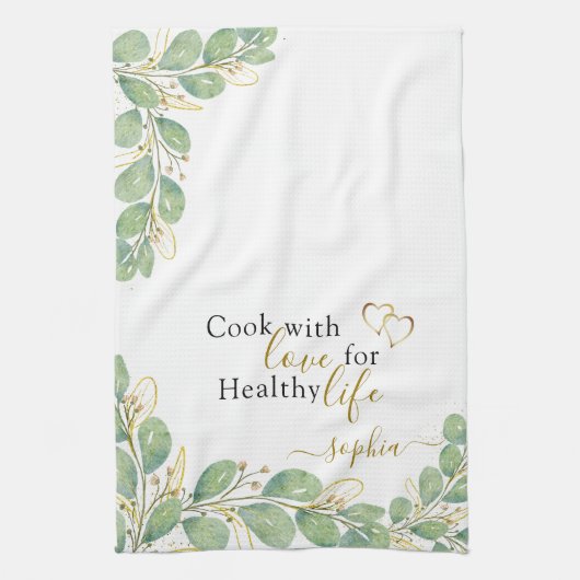 ユーカリエレガントプモノグラムのライナリーホワイト キッチンタオル (縦)