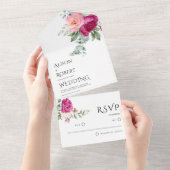 ユーカリエレガントプローズの花結婚咲き オールインワン招待状 (貼ってはがせる)