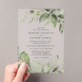 ユーカリエレガントプ離れスモダン結婚の アクリル招待状 (インサイチュ (ポータブル))