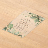 ユーカリエレガントプ離れスモダン結婚の アクリル招待状 (レイダウン)