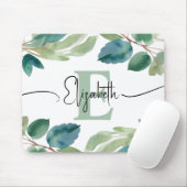 ユーカリエレガントモノグラムのカリの水の色 マウスパッド (マウス)