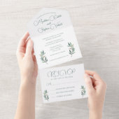 ユーカリエレガントルリーフモダン秋の結婚式&RSVP オールインワン招待状 (貼ってはがせる)