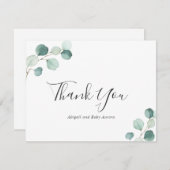 ユーカリエレガントーの緑の赤素朴ちゃんシャワー サンキューカード (正面/裏面)