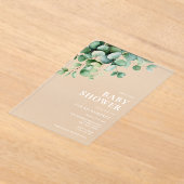 ユーカリエレガントーグリーンベイビーシャワー アクリル招待状 (レイダウン)