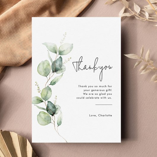 ユーカリエレガントーグリーンベイビーシャワー サンキューカード