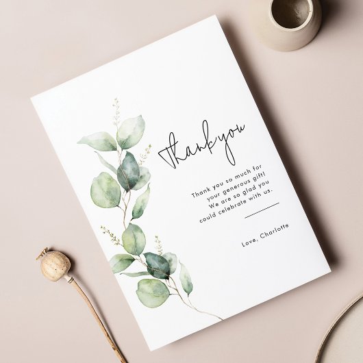 ユーカリエレガントーグリーンベイビーシャワー サンキューカード