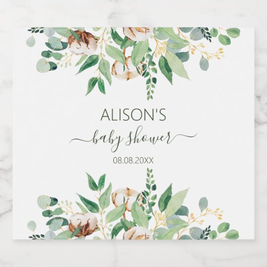 ユーカリエレガントーグリーンベイビーシャワー ビールラベル (シングルラベル)