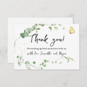 ユーカリエレガントーグリーンリー金ゴールドスパークル サンキューカード (正面/裏面)