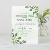 ユーカリエレガントー緑色多肉乳児シャワー 招待状 (スタンド正面)