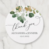 ユーカリエレガントー・グリーン・金ゴールドフォイル結婚ズ・クラス フェイバータグ (正面)