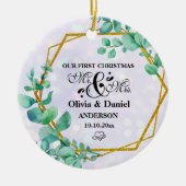 ユーカリエレガント属付き幾何学的金ゴールドフレ離れーム セラミックオーナメント (正面)