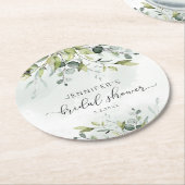 ユーカリエレガント属葉ブライダルシャワー ラウンドペーパーコースター (アングル)