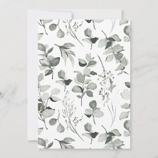 ユーカリエレガント植物写真シンプル結婚写真 セーブザデート (裏面)